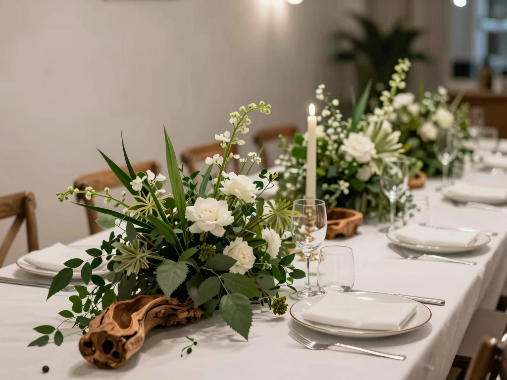 Botanical centerpieces and natural decor elements
